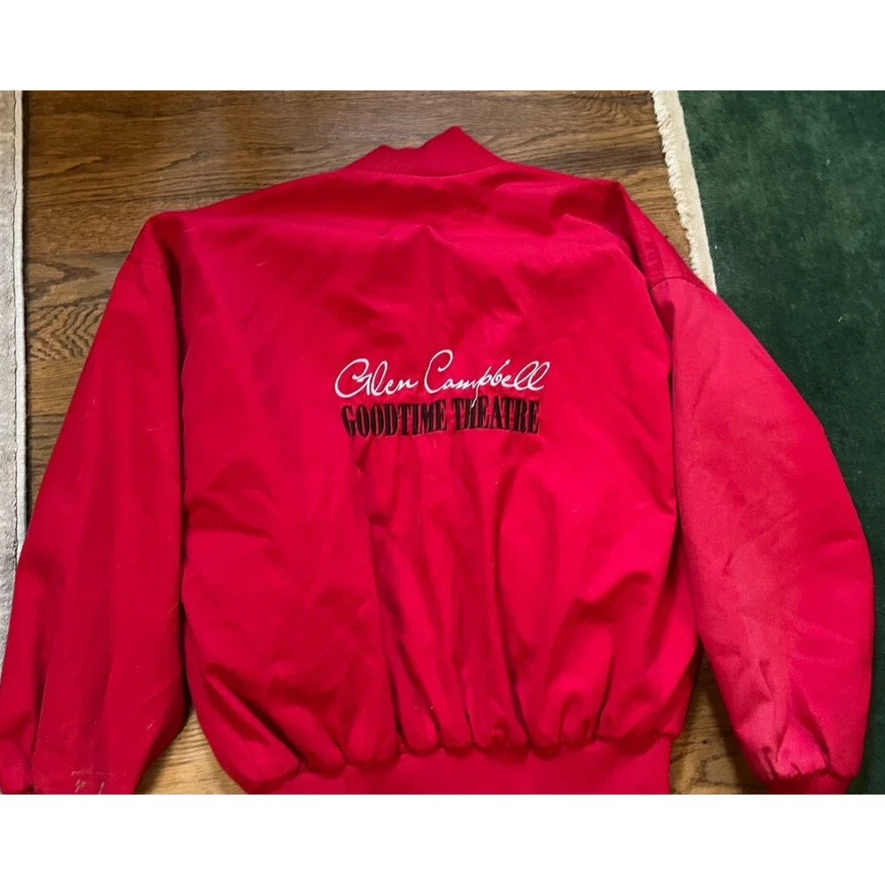 Vintage Bee-Wild Red Canvas 1970’s bomber Gas Station jacket Glen Campbell Sz L